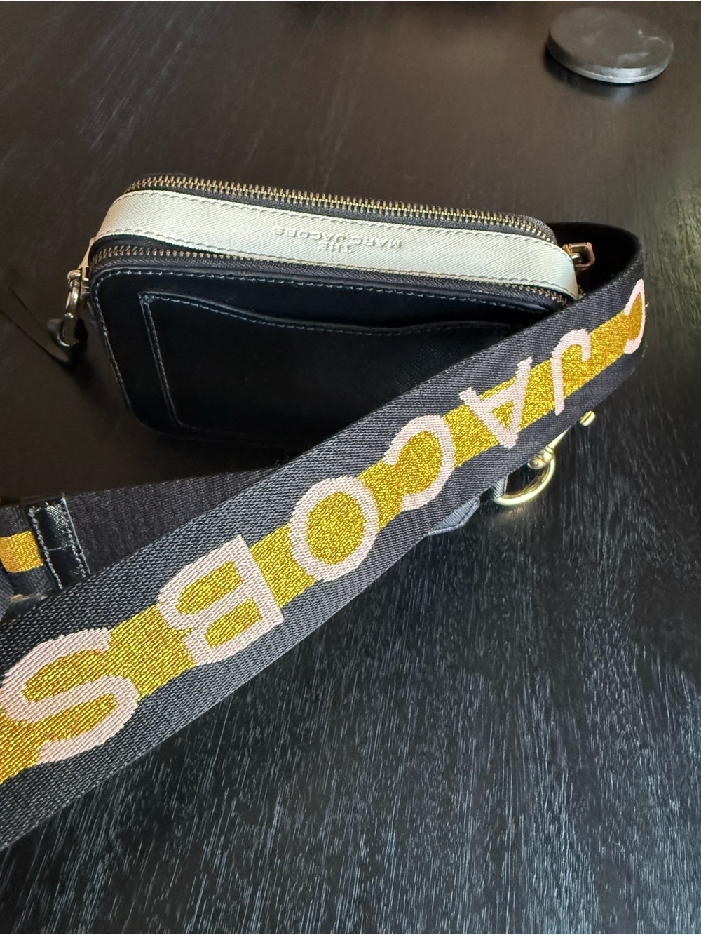 Marc Jacobs Black and White Snapshot Camera Bag with Branded Strap - Picture 8 of 9